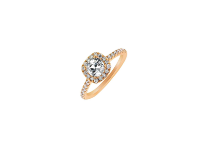 14 KT Cushion Outline Pave Engagement Ring